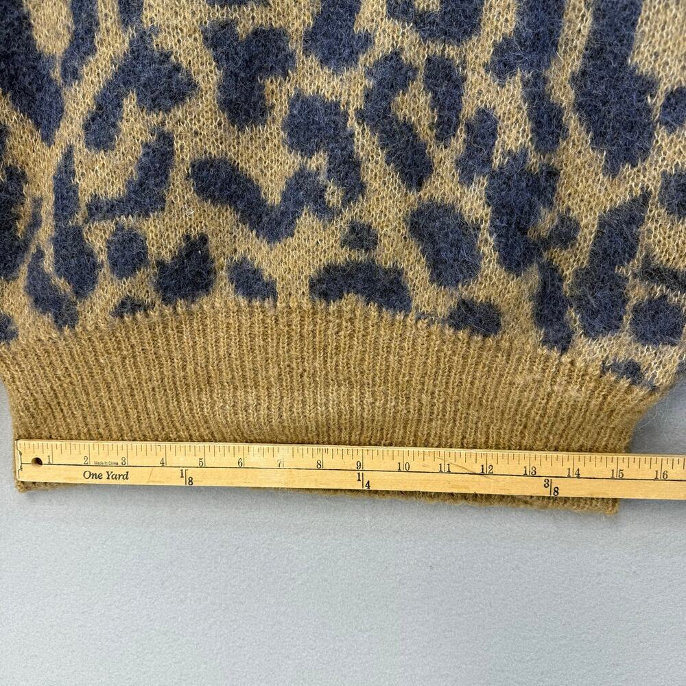 La Maille Cezane Sweater Women's XS Brown Black Cheetah Alpaca Angora Mohair - Picture 9 of 9